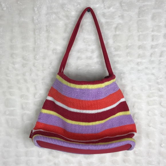 The Sak Orange Red Purple Striped Small Handbag - Picture 3 of 8